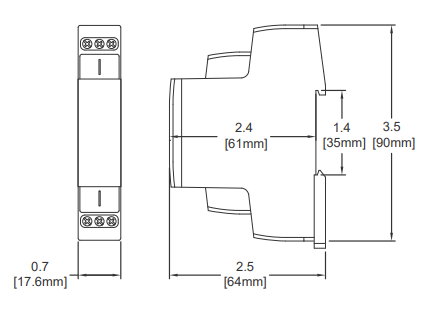 Mechanical Drawing - ATC Diversified Electronics CMU100 Multifunction AC Current Monitoring Relays